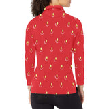 strawberry texture skin pattern Women's Long Sleeve Polo Shirt