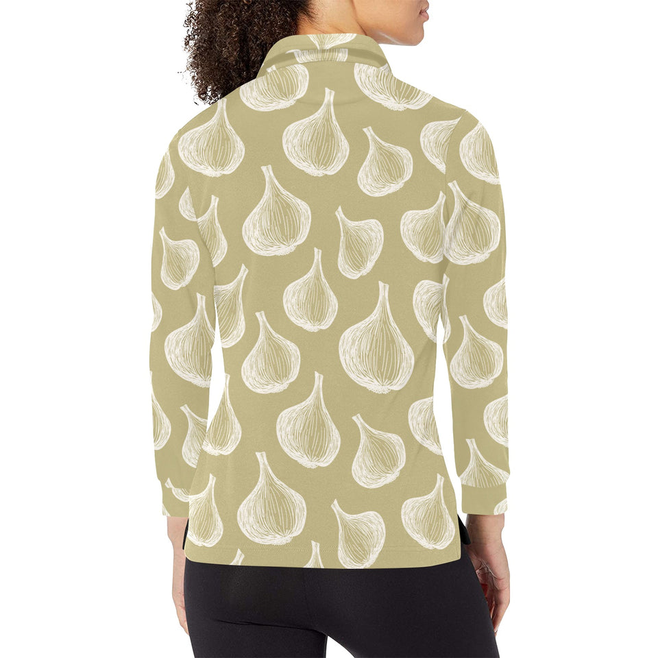 Garlic design pattern Women's Long Sleeve Polo Shirt