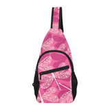 Beautiful dragonfly pink background All Over Print Chest Bag