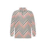zigzag chevron striped pattern Men's Long Sleeve Polo Shirt