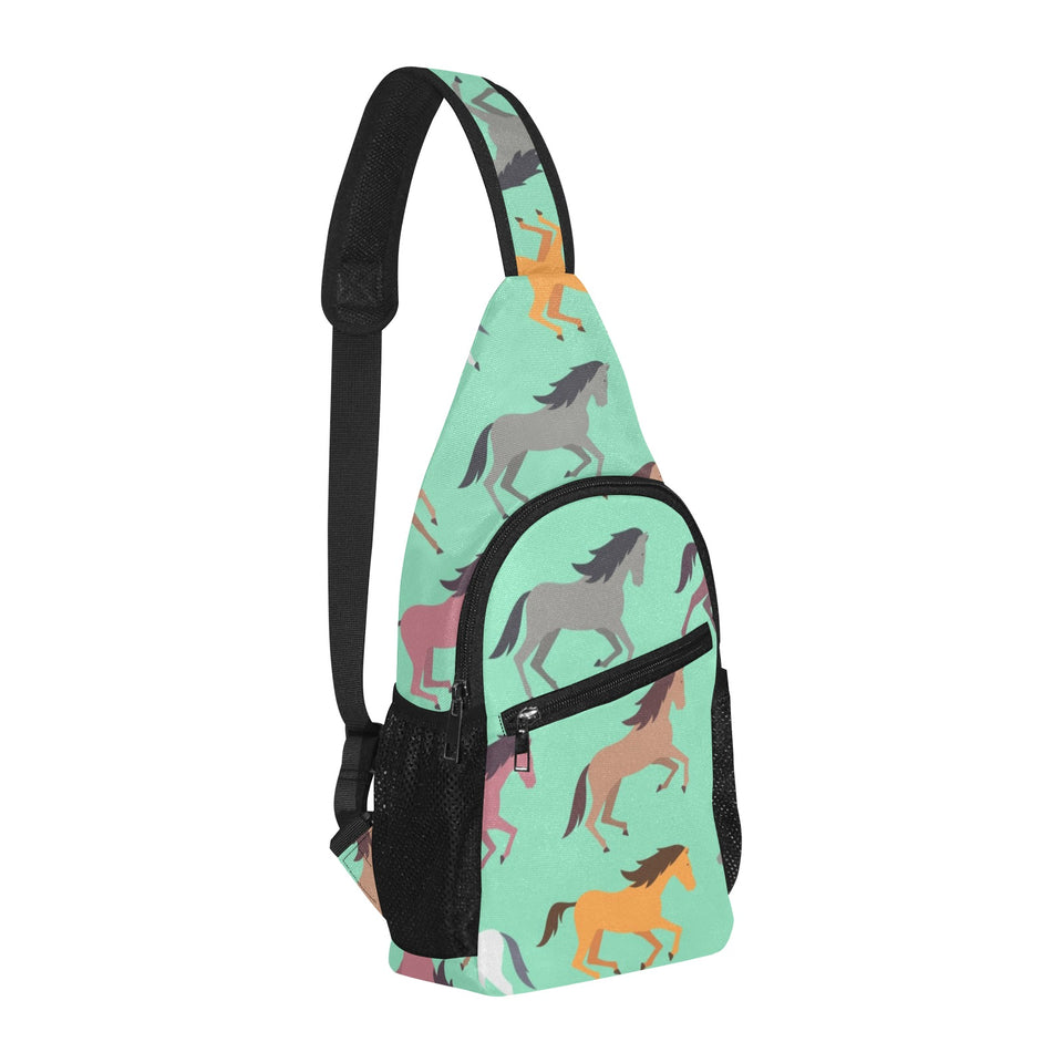 Colorful horses pattern All Over Print Chest Bag
