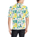 Cute parrot toucan flamingo cactus exotic leaves p Men's All Over Print Polo Shirt