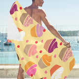 cake cupcake heart cherry pattern Beach Towel