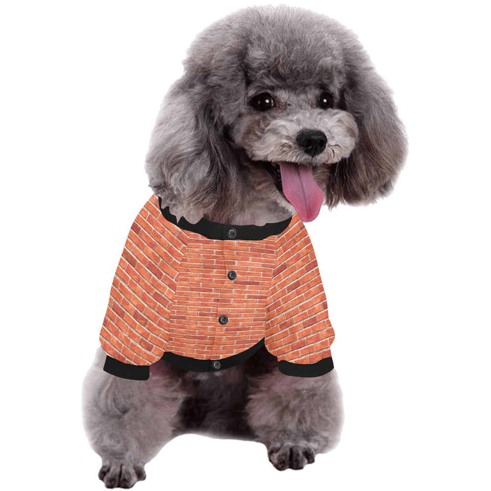 Brick Printed Pattern Print Design 03 All Over Print Pet Dog Round Neck Fuzzy Shirt