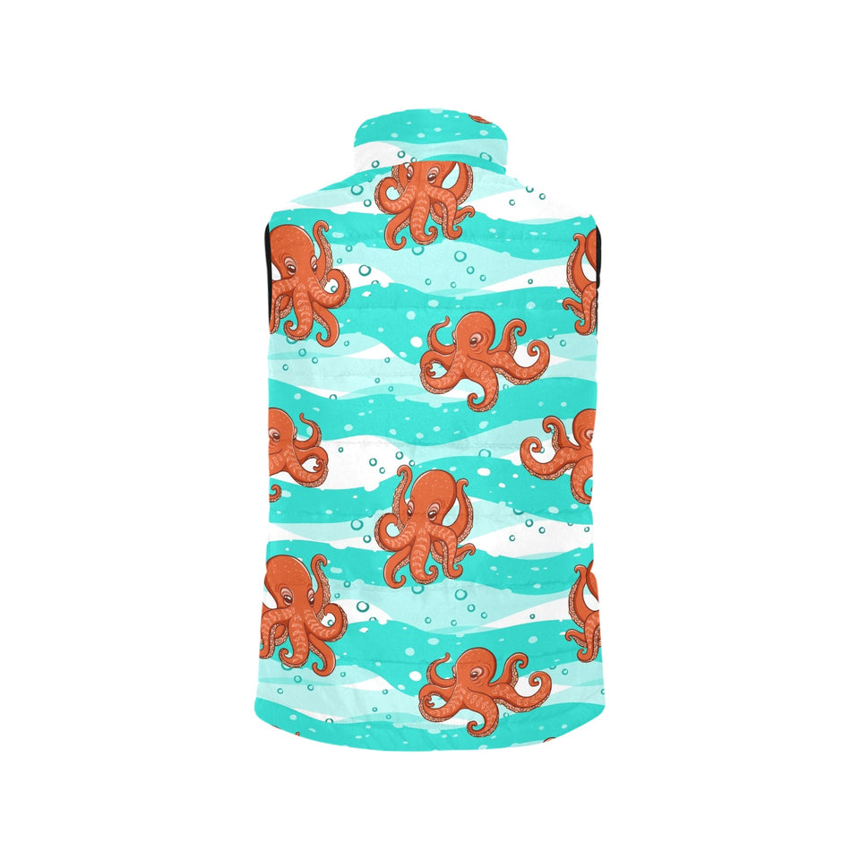 Octopuses sea wave background Women's Padded Vest