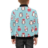 Cute penguin christmas design pattern Kids' Boys' Girls' Bomber Jacket