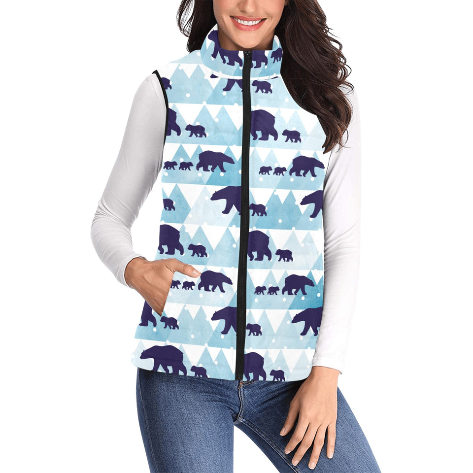 polar bear winter snow pattern Women's Padded Vest