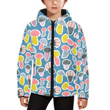 Colorful mushroom design pattern Kids' Boys' Girls' Padded Hooded Jacket