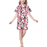 Toucan flower design pattern Kids' Boys' Girls' V-Neck Short Pajama Set
