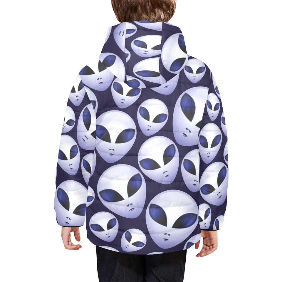 Alien Pattern Print Design 01 Kids' Boys' Girls' Padded Hooded Jacket