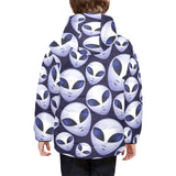 Alien Pattern Print Design 01 Kids' Boys' Girls' Padded Hooded Jacket