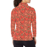 Red Tomato Pattern Women's Long Sleeve Polo Shirt