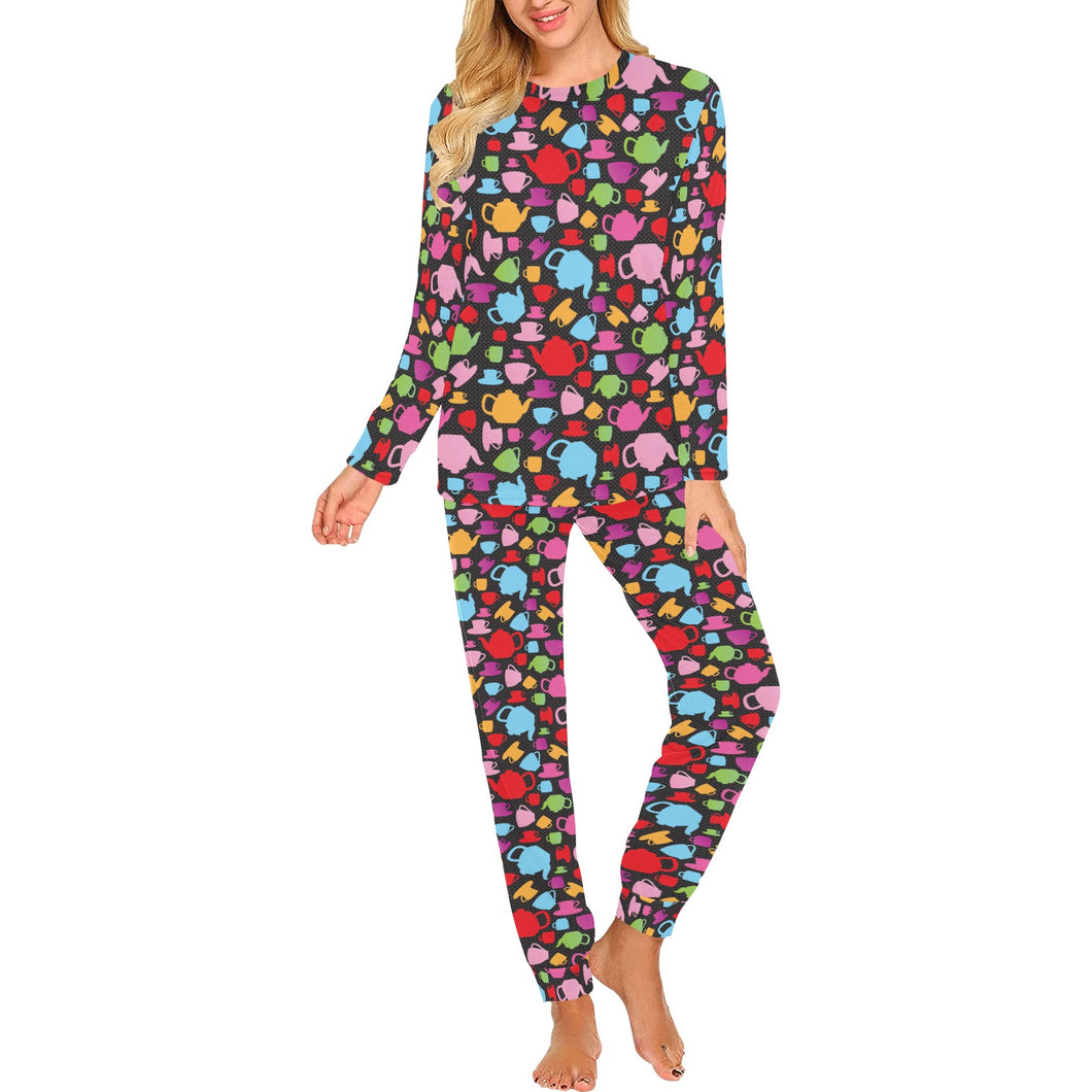 Tea pots Pattern Print Design 01 Women's All Over Print Pajama Set
