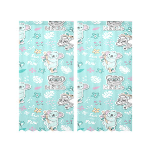 Cute koalas blue background pattern Gauze Curtain