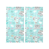 Cute koalas blue background pattern Gauze Curtain