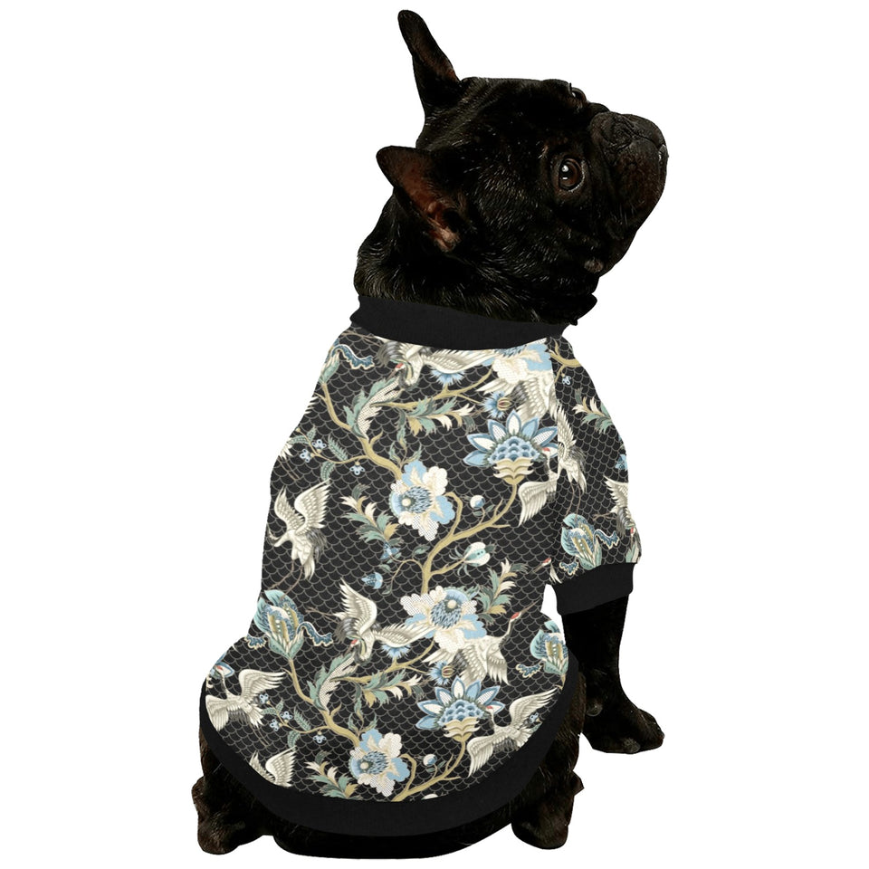 Japanese crane ornament elements All Over Print Pet Dog Round Neck Fuzzy Shirt