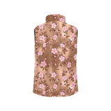Pink sakura cherry blossom drak brown background Women's Padded Vest