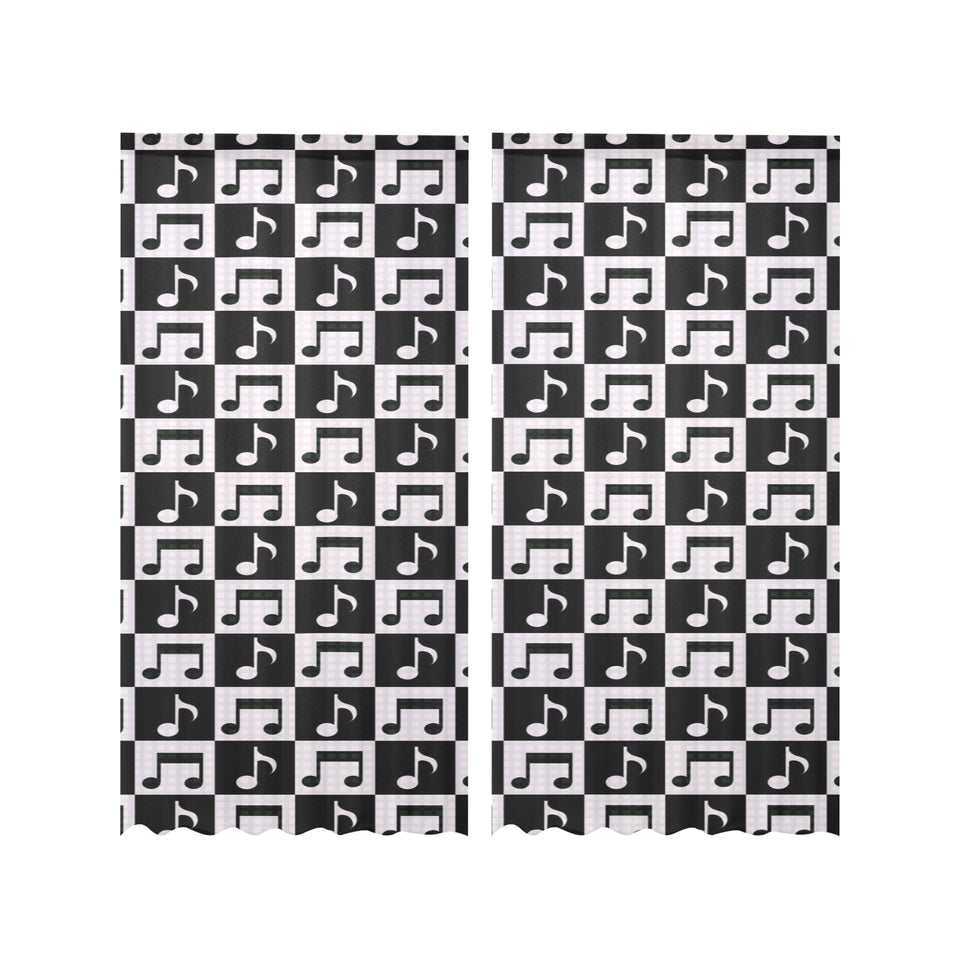 Music Notes Pattern Print Design 01 Gauze Curtain