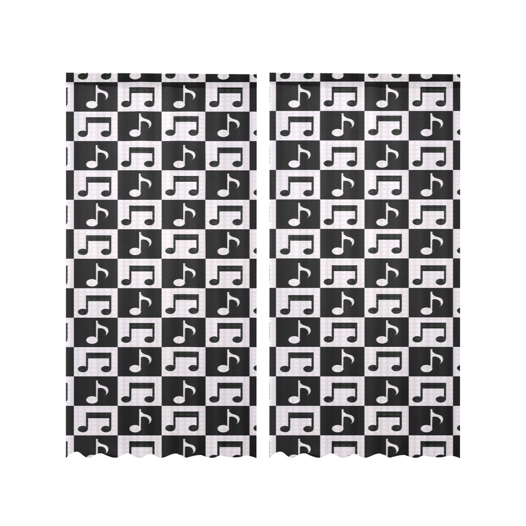 Music Notes Pattern Print Design 01 Gauze Curtain