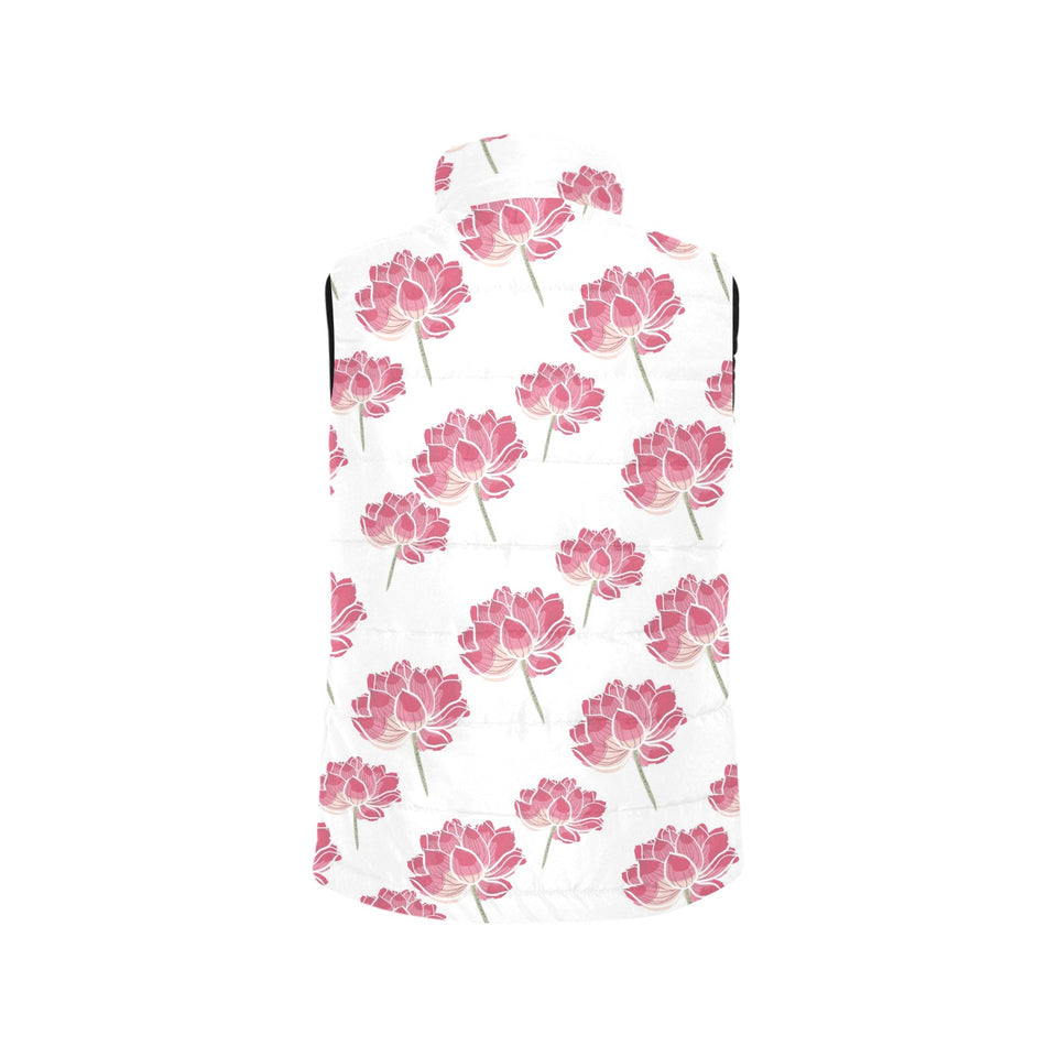Pink lotus waterlily pattern Women's Padded Vest