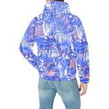 white bengal tigers pattern Men's Padded Hooded Jacket