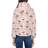 Cute unicorn pug pattern Women's Padded Hooded Jacket