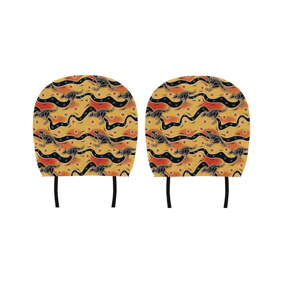 Kangaroo Australian aboriginal art pattern Car Headrest Cover