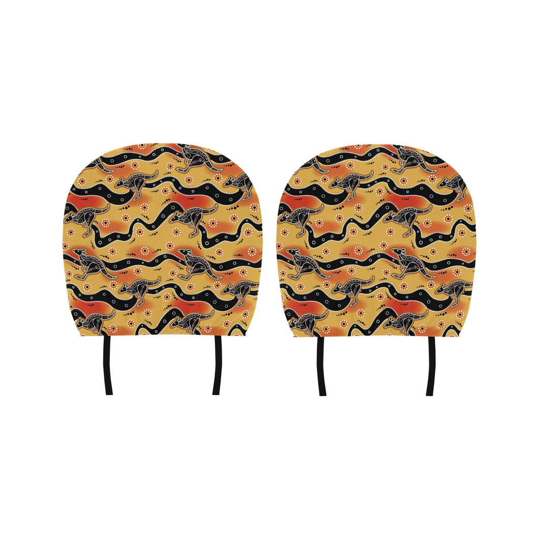 Kangaroo Australian aboriginal art pattern Car Headrest Cover