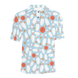 Bowling ball bowling pins blue blackground Men's All Over Print Polo Shirt