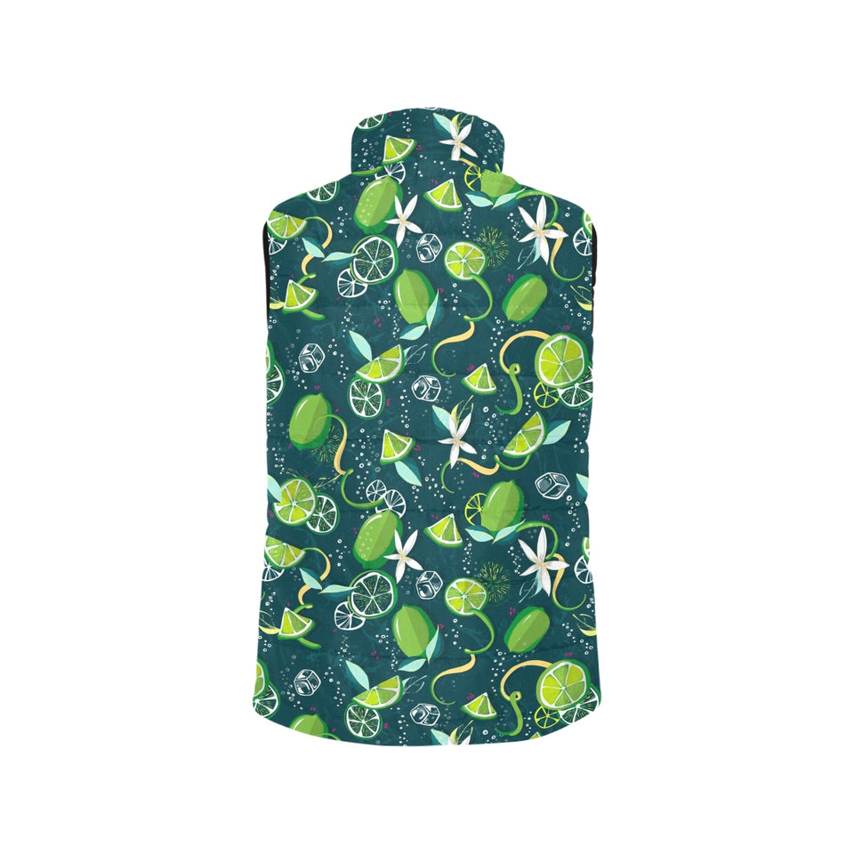 Lime ice flower pattern Women's Padded Vest