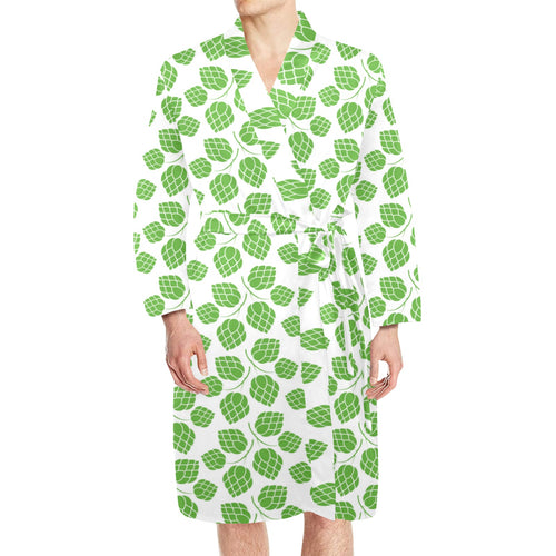 Hop pattern background Men's Long Sleeve Belted Night Robe