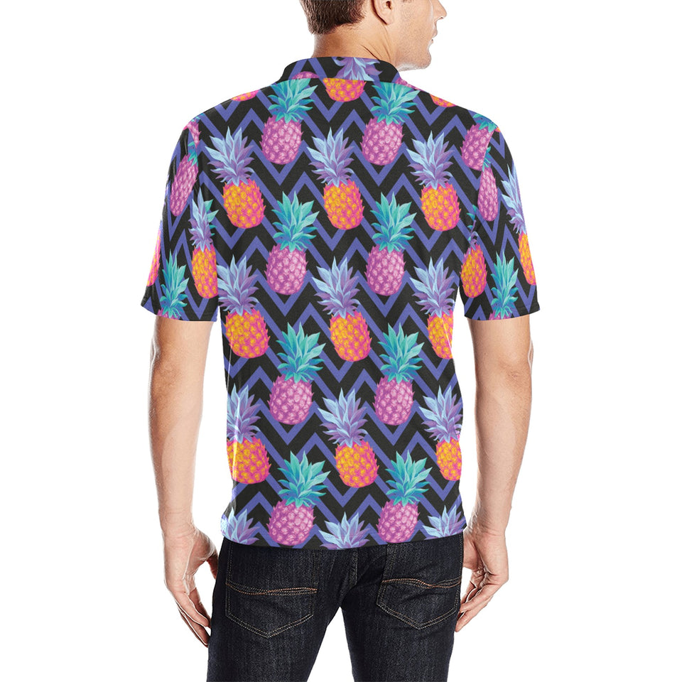 Pineapples pattern zigzag background Men's All Over Print Polo Shirt