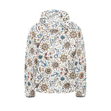 Cute nautical steering wheel anchor pattern Kids' Boys' Girls' Padded Hooded Jacket