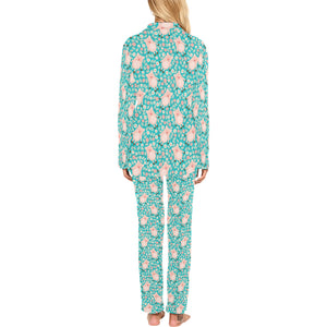 Pig Pattern Print Design 01 Women's Long Pajama Set