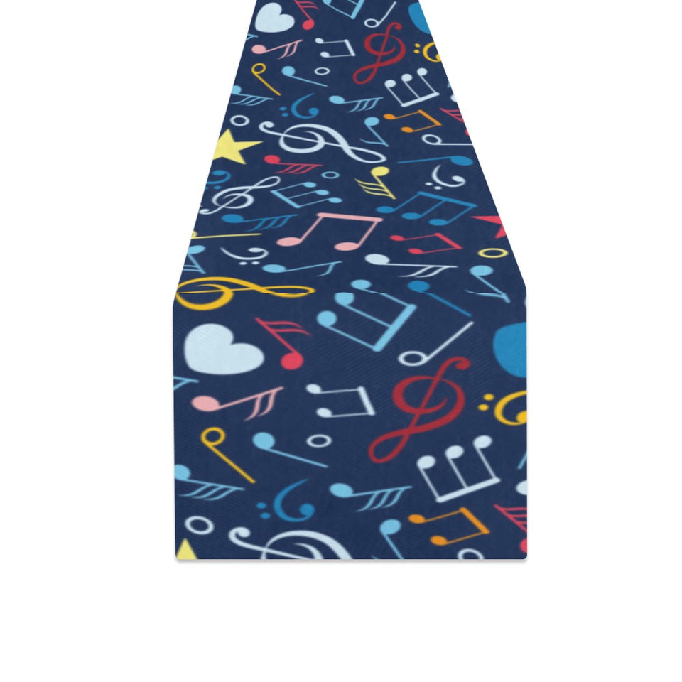 Music Notes Pattern Print Design 03 Table Runner