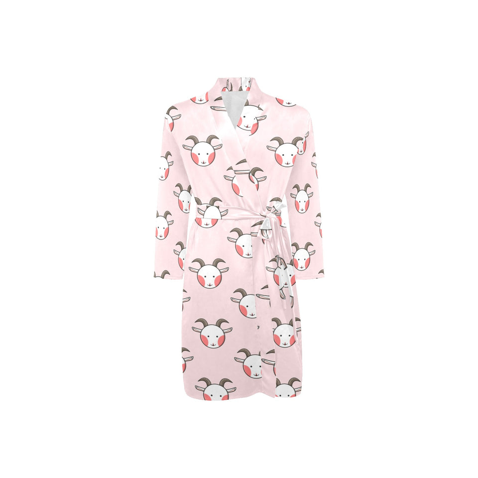 Cute goat pattern Men's Long Sleeve Belted Night Robe