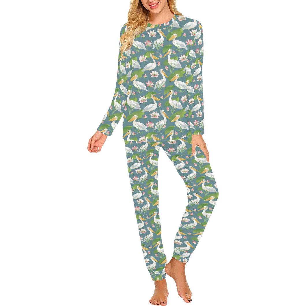 Pelican Pattern Print Design 04 Women's All Over Print Pajama Set