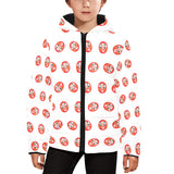 Daruma japanese wooden doll pattern Kids' Boys' Girls' Padded Hooded Jacket
