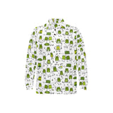 Sketch funny frog pattern Men's Long Sleeve Polo Shirt