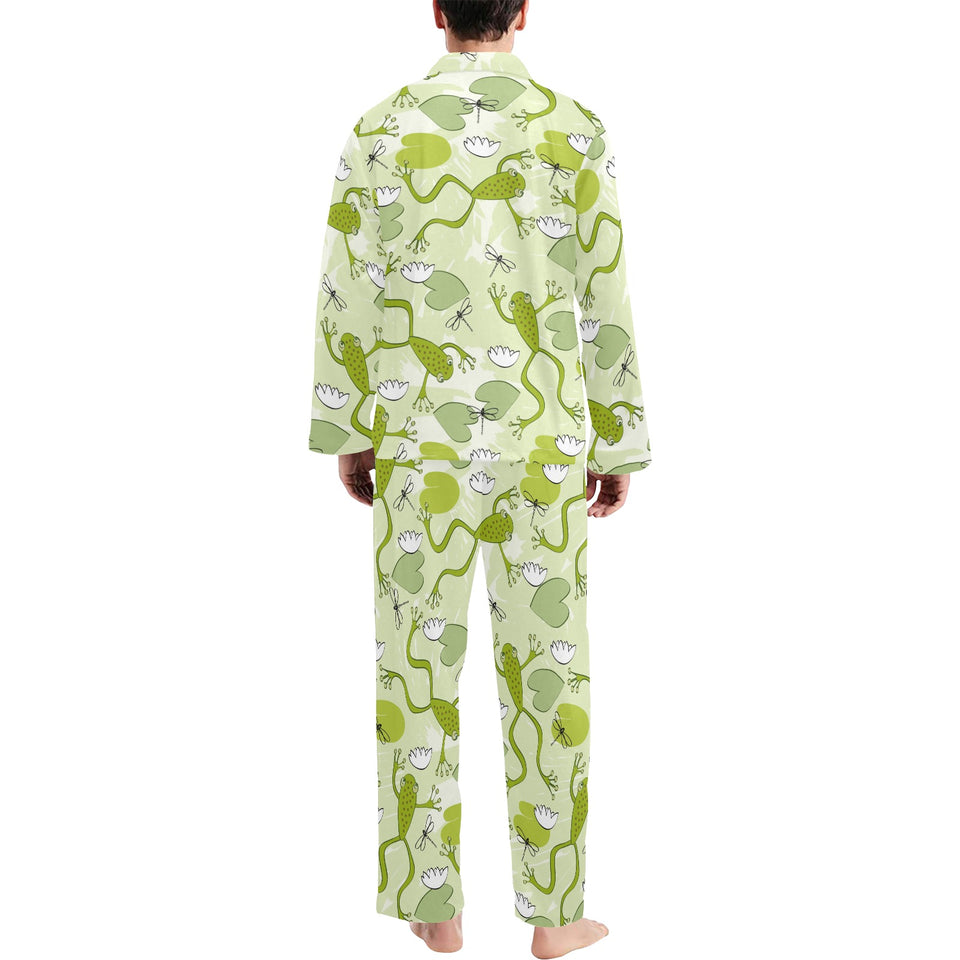 Cute frog dragonfly pattern Men's Long Pajama Set