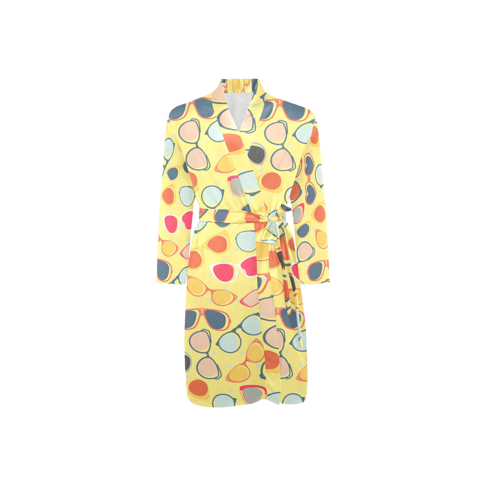 Sun Glasses Pattern Print Design 05 Men's Long Sleeve Belted Night Robe