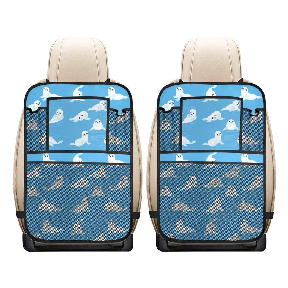 Cute sea lion seal pattern background Car Seat Back Organizer
