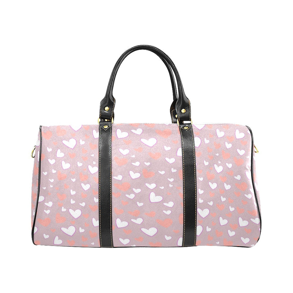 coral white heart pattern Travel Bag