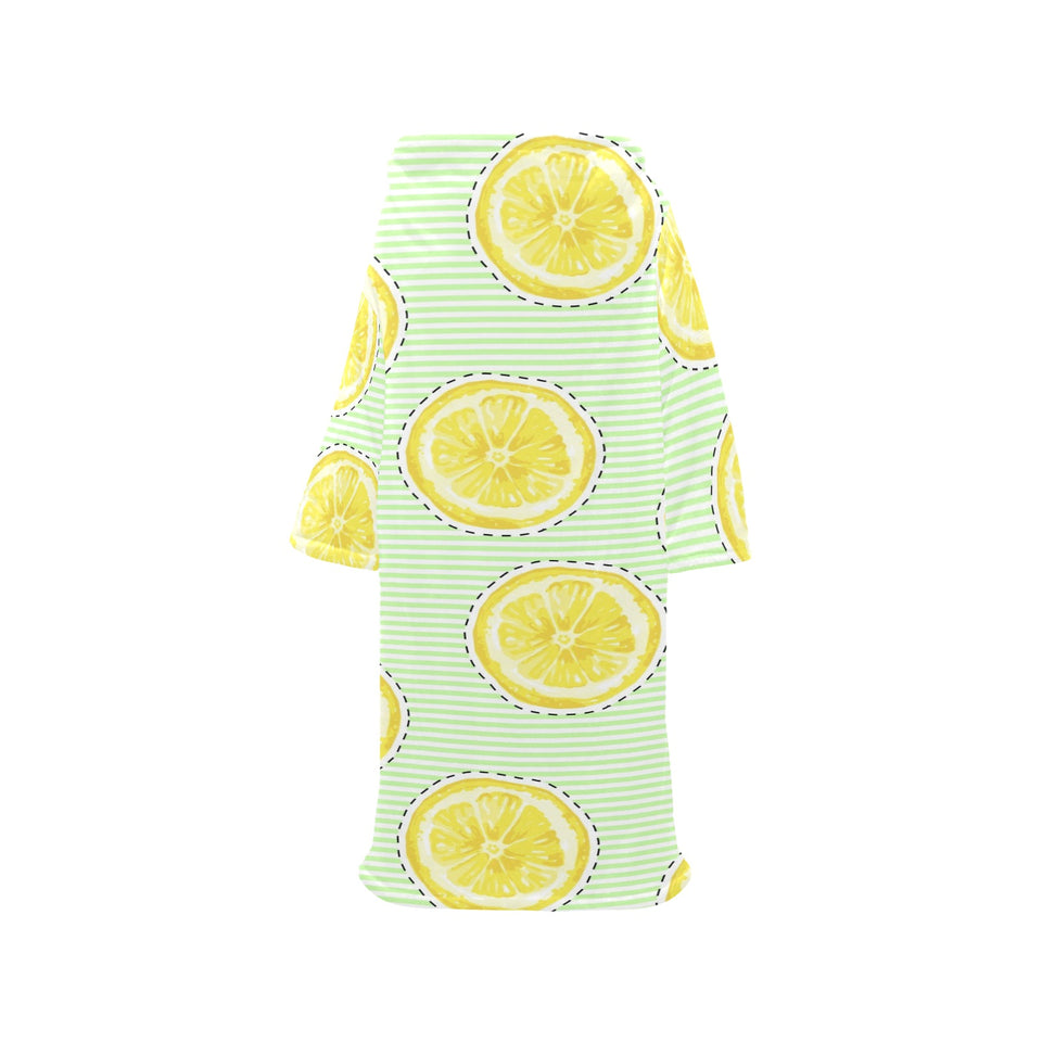 slice of lemon pattern Blanket Robe with Sleeves