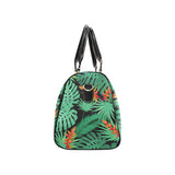 heliconia flower palm monstera leaves black backgr Travel Bag