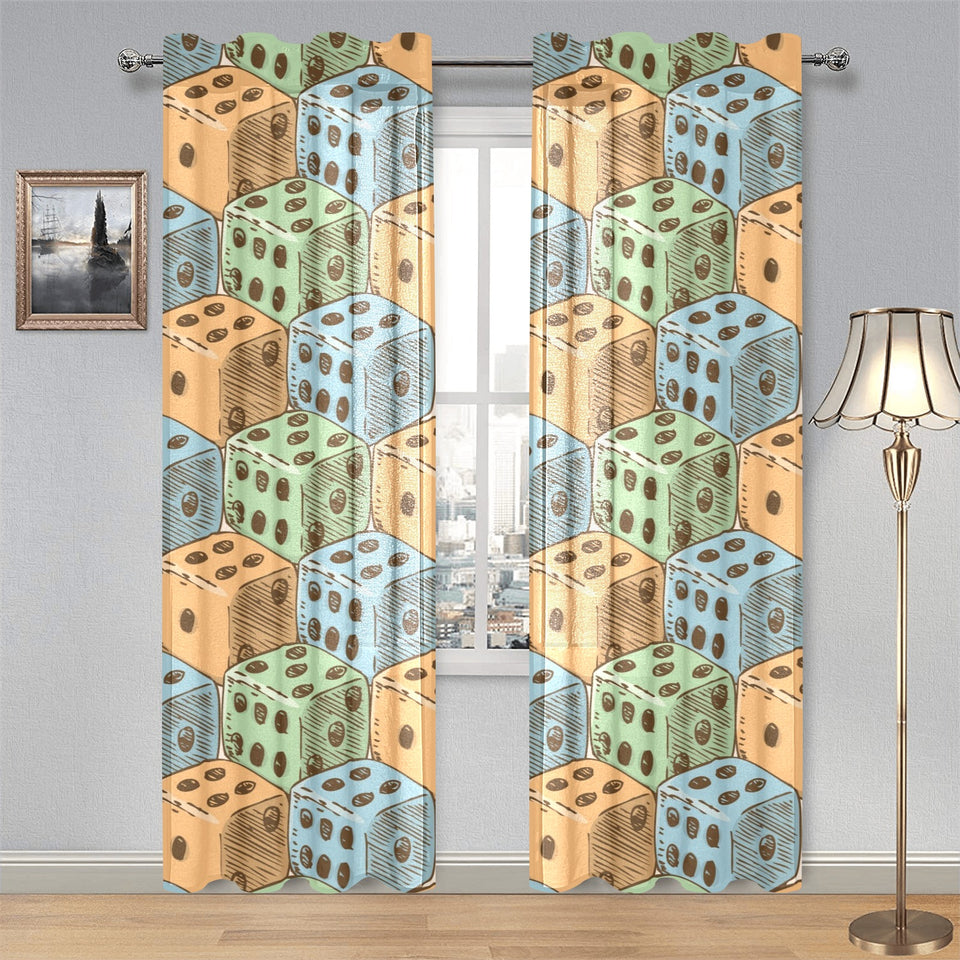 Dice Pattern Print Design 05 Gauze Curtain