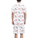 Watercolor sea turtle jellyfish pattern Men's V-Neck Short Pajama Set