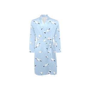 Seagull Pattern Print Design 02 Men's Long Sleeve Belted Night Robe