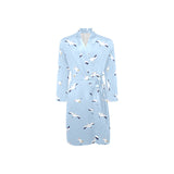 Seagull Pattern Print Design 02 Men's Long Sleeve Belted Night Robe