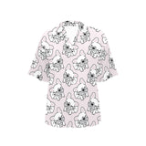 Cute french bulldog pattern Women's All Over Print Hawaiian Shirt